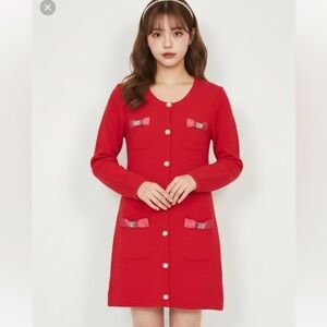 Laisse Passe fuchsia pink wool and alpaca sweater dress soft angel core  S #18